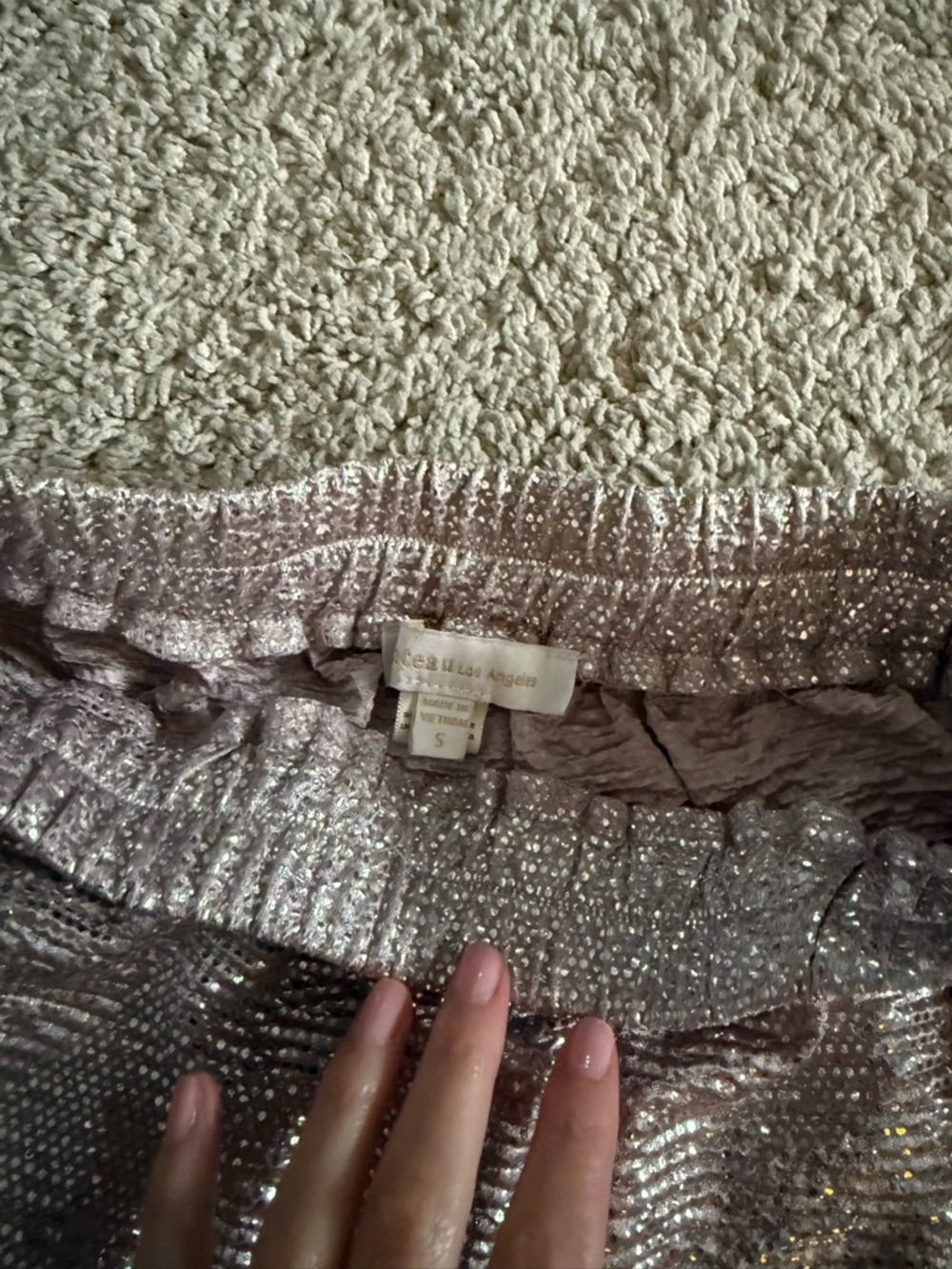 Shimmery Silver Sequin Elastic Waist Skirt